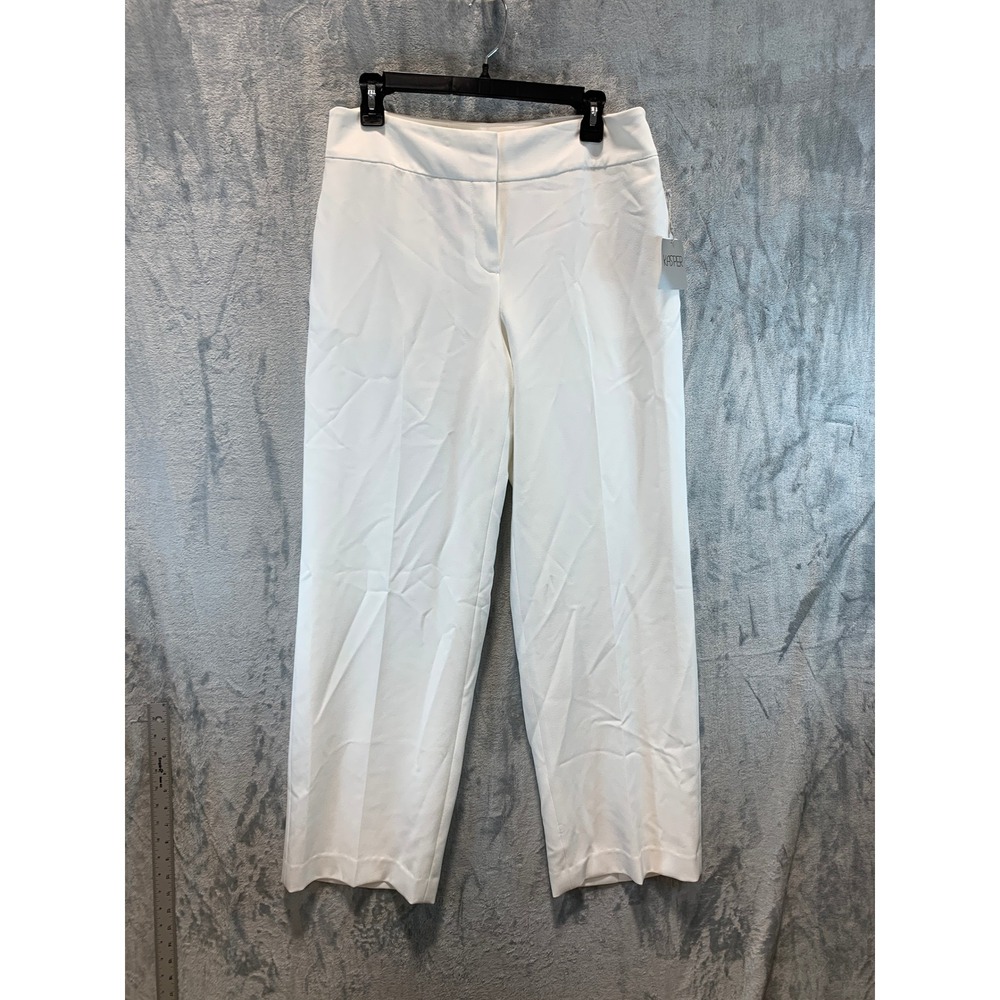 Kasper Lily White Wide Leg Dress Pants Womens Size 8 Crepe Professional 10931133